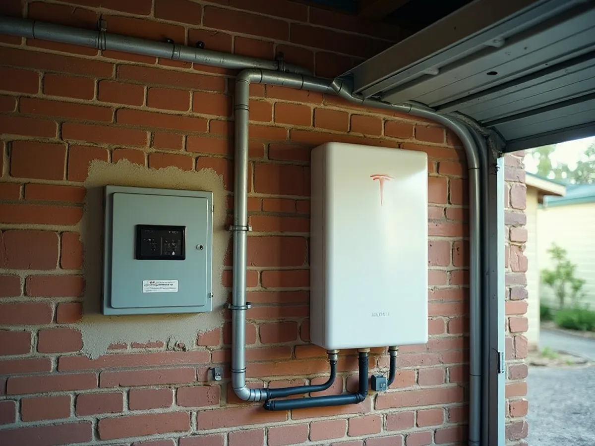 Same Charlestown garage after Voltline installed a 13.5kWh battery and new switchboard