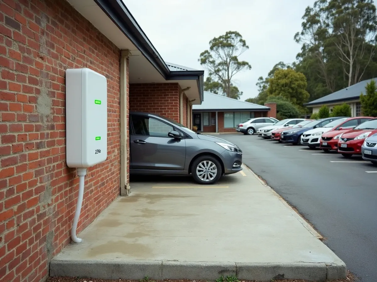 Same Newcastle dealership bay after Voltline installed a 22kW three-phase EV charger