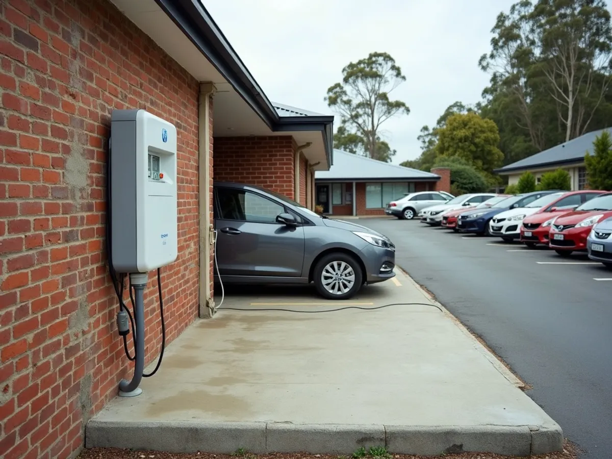 Empty charging bay at a Newcastle dealership before EV charger installation
