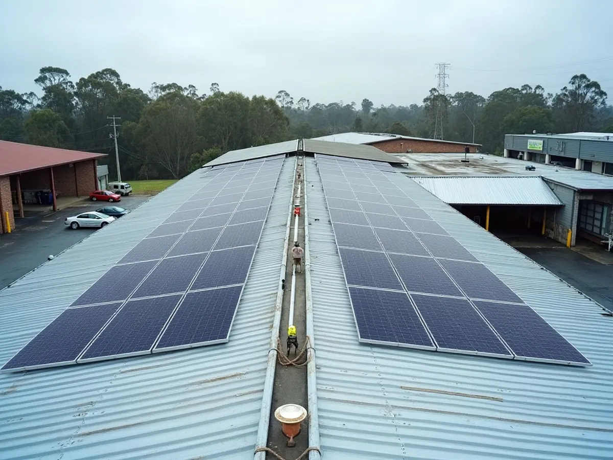 Same Maitland warehouse roof after Voltline installed a 30kW solar array